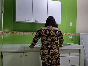 i console my stepmom and end up fucking her in the kitchen