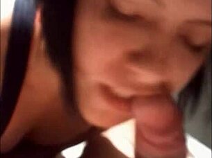 this brunette sucks my cum and swallows it, cheating in pov