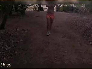 flashing big tits at sunset outdoors 😍. showing ass and boobs in public.