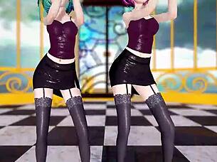 Hololive Uruha Rushia Tocoyami Towa Jaipur Dance Mmd