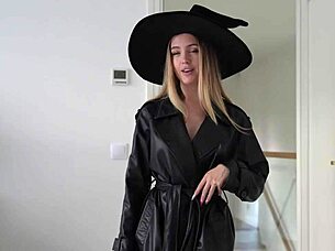 Blonde witch rides for creampie at halloween party!