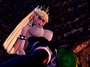 Luigi dates Bowser's wife in 3D creampie sex