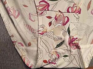 I Cum On My Best Friend's White Floral Panties.