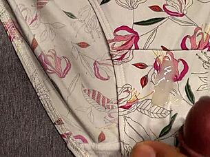 I Cum On My Best Friend's White Floral Panties.