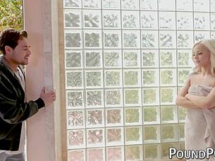 perfect petite babe sucks my stepbro's big cock before banging