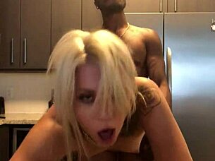 White slut cums over for breakfast with monster cock