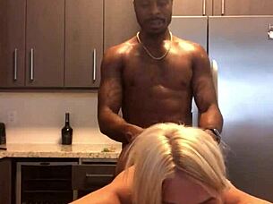 White slut cums over for breakfast with monster cock
