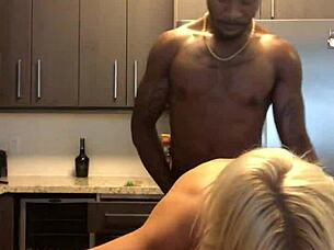 White slut cums over for breakfast with monster cock