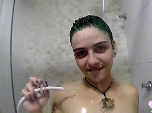 petite babe mano nico bathes then sucks monster cock after interracial ass fucking