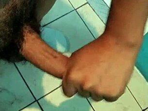 Masturbating in the bathroom with full house