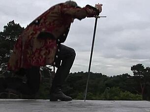 gorgeous blonde milf in cosplay rides hard cock outdoors