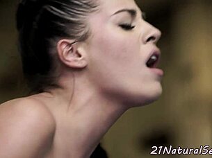 pretty european babe rides passionately after her workout session, feeling the connection in a classy amateur setting