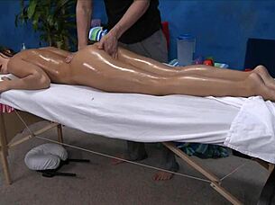 a lovely hottie enjoys a relaxing massage session