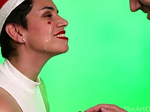 merry christmas comic with brunette amateurs