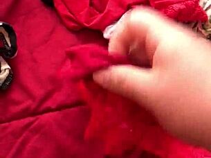 Going through wifes sexy panties while shes at work