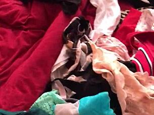 Going through wifes sexy panties while shes at work