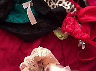 Going through wifes sexy panties while shes at work