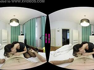 Maid brunette rides cock in pov reality