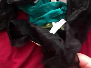 Going through wifes sexy panties while shes at work