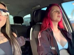 are you crazy about those big tits in the car?