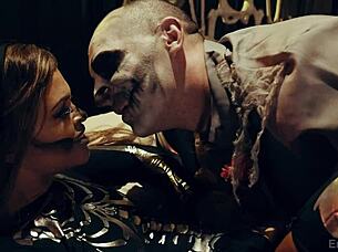 i get a sexy zombie surprise, riding her monster cock in deepthroat doggystyle