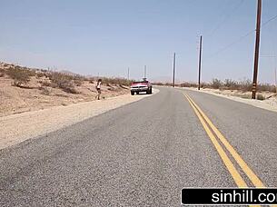 stranded redhead farrah flower thanks mechanic with perfect body blowjob