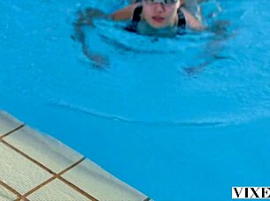 Vixen gorgeous petite 18+ Evelin skinny dips. Does she seduce her crush?