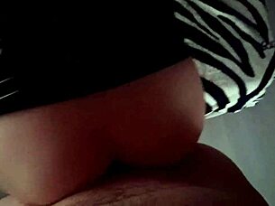 Skinny girl blowjob doggystyle with minileather skirt pov