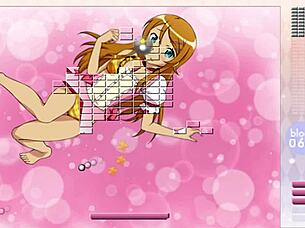 Kousaka Kirino strip in Arkanoid gameplay