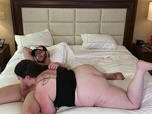 poppy cohen, the sexy bbw, takes a big cock deep in her throat