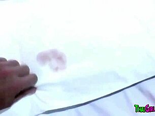 skinny thai girl gets cum between her legs