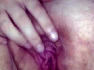 My girl intensely pleases her pussy with my help!