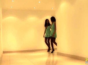 Two Brunette Girls Ride Fat Shaft in Group Milf 3some