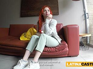 Shy redhead Colombian impresses her fake casting agent with tits and doggystyle!
