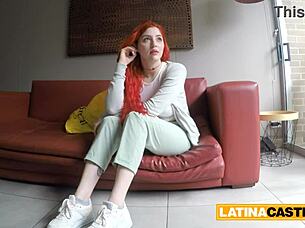Shy redhead Colombian impresses her fake casting agent with tits and doggystyle!