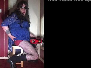 i shyly masturbate as crossdresser with my machine