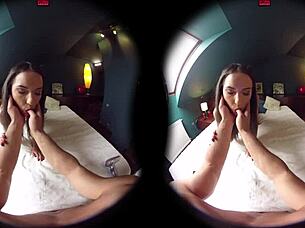 petite teen brunette uses dildo in early morning pov reality scene. 😏