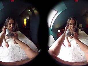 petite teen brunette uses dildo in early morning pov reality scene. 😏