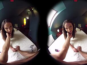 petite teen brunette uses dildo in early morning pov reality scene. 😏