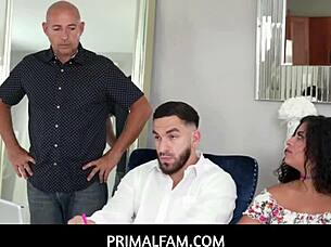 Stepbrother seduced by naughty stepsister for taboo fuck while family is away