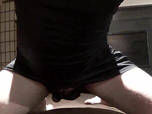 stripping in crossdressing lingerie with ripped clothes 😏