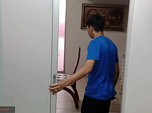 Stepsister gives intense sloppy blowjob