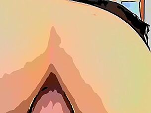 In this cartoon, a stranger enters the mother's house, moves her panties aside, and fucks her ass without permission