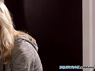 squirting redhead toyed in sapphic threesome with big tits