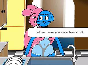 Richard is fucking Nicole Watterson with his monster cock in this intense scene.