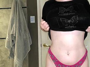 bouncing and dropping boobs in the shower, getting wet and slapped.