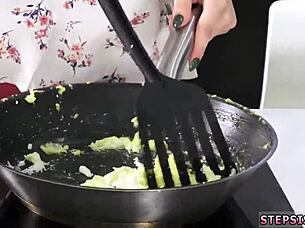 Slim ebony teen participates in family competition with masturbation