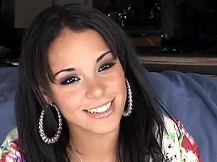 eve evans squats on a fat prick for a rough blowjob.