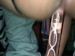 The dildo session turns into hardcore assfucking and creampie