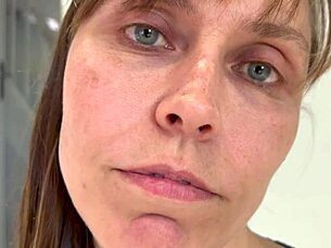 The wife engages in femdom fetish involving humiliation.